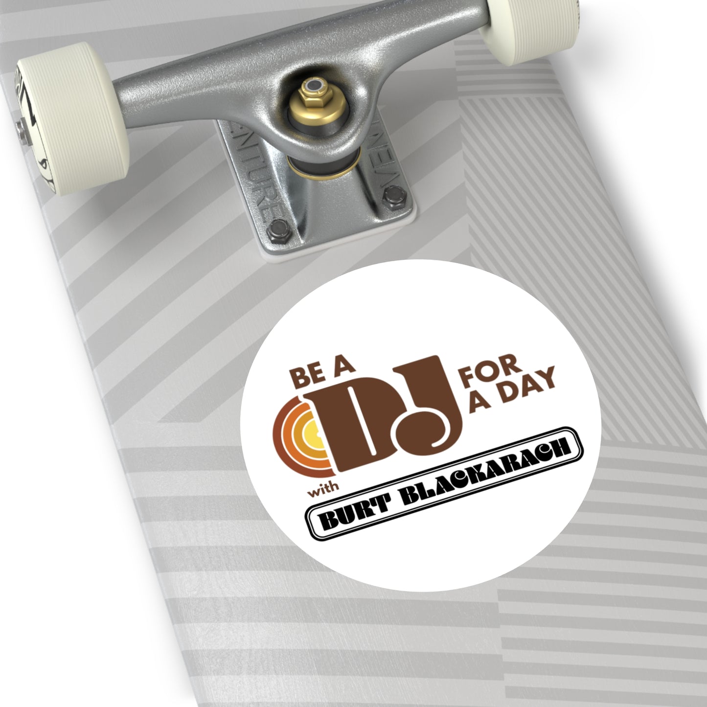 Be a DJ for a Day Round Vinyl Sticker — Retro Music Logo Sticker (Burt Blackarach)